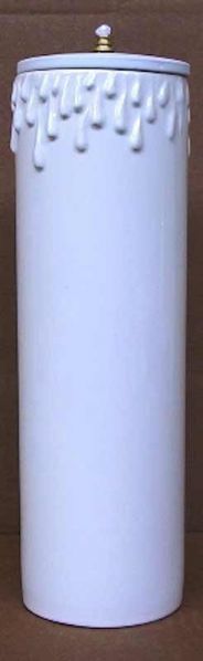 Immagine di Set 4 Lucerne Bianche da Altare a Cera Liquida cm 8x25 (3,1x9,8 in) Candela Lampade Olio Ceramica