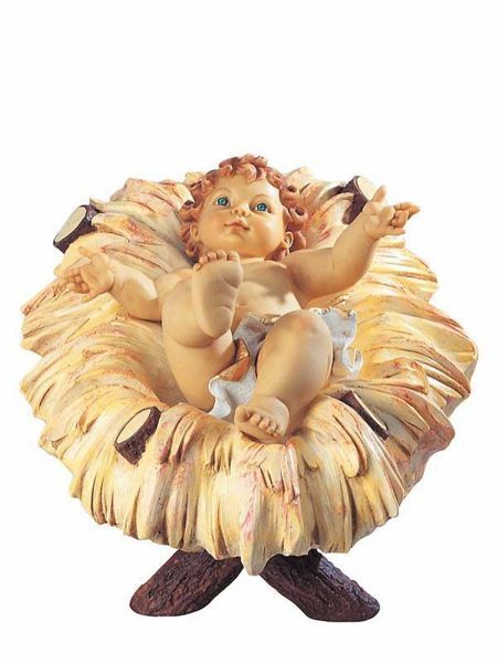 Picture of Baby Jesus and Cradle cm 125 (50 Inch) Fontanini Nativity Statue for Outdoor use, hand painted Resin