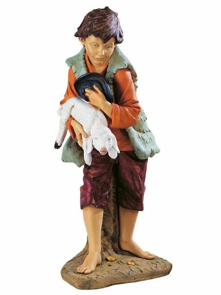 Picture of Young Shepherd with Lamb cm 125 (50 Inch) Fontanini Nativity Statue for Outdoor use, hand painted Resin