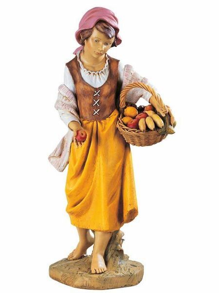 Picture of Shepherdess with Fruit cm 125 (50 Inch) Fontanini Nativity Statue for Outdoor use, hand painted Resin