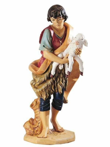 Immagine di Buon Pastore con pecora Presepe Fontanini 125 cm resina grande da esterno