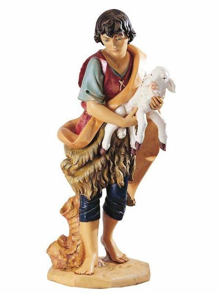 Picture of Shepherd with Sheep cm 125 (50 Inch) Fontanini Nativity Statue for Outdoor use, hand painted Resin