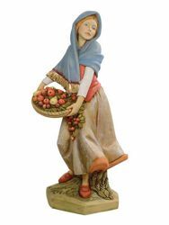 Imagen de Pastora con Fruta cm 125 (50 Inch) Belén Fontanini Estatua para al Aire Libre en Resina pintada a mano