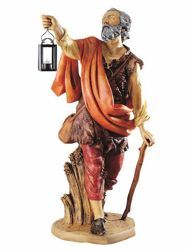 Imagen de Pastor con Linterna cm 125 (50 Inch) Belén Fontanini Estatua para al Aire Libre en Resina pintada a mano