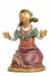 Picture of Kneeling Shepherdess cm 125 (50 Inch) Fontanini Nativity Statue for Outdoor use, hand painted Resin