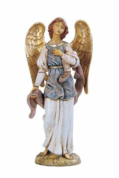 Imagen de Ángel de pie cm 52 (20 Inch) Belén Fontanini Estatua para al Aire Libre en Resina pintada a mano