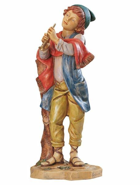 Imagen de Pastor con Flauta cm 65 (27 Inch) Belén Fontanini Estatua para al Aire Libre en Resina pintada a mano