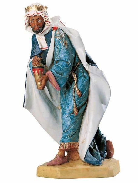 Immagine di Baldassarre Re Magio Moro a piedi cm 65 (27 Inch) Presepe Fontanini Statua per Esterno in Resina