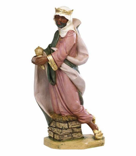 Immagine di Baldassarre Re Magio Moro a piedi cm 85 (34 Inch) Presepe Fontanini Statua per Esterno in Resina