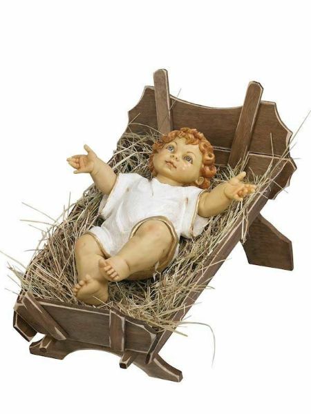 Picture of Baby Jesus and Cradle cm 125 (50 Inch) Fontanini Nativity Statue for Outdoor use, hand painted Resin