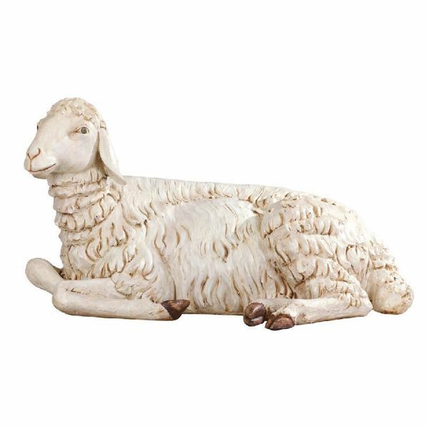 Imagen de Oveja sentada Pesebre artesanal Fontanini 180 cm resina tamaño real para exterior
