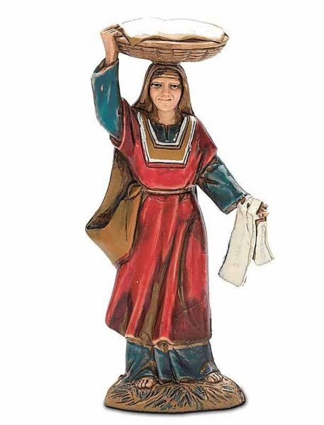 Immagine di Donna con Cesta cm 10 (3,9 inch) Presepe Landi Moranduzzo in PVC stile Arabo