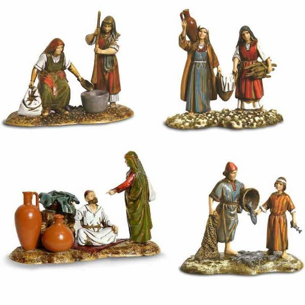 Picture of 4 Subjects Set cm 10 (3,9 inch) Landi Moranduzzo Nativity Scene in PVC, Arabic style