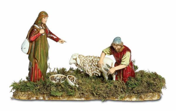 Picture of Sheep Shearer and Woman Set cm 10 (3,9 inch) Landi Moranduzzo Nativity Scene in PVC, Arabic style