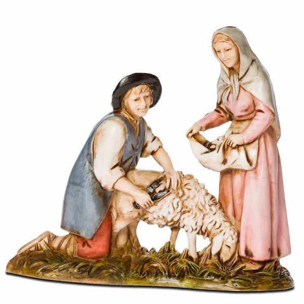 Picture of Sheep Shearer Set cm 8 (3,1 inch) Landi Moranduzzo Nativity Scene in PVC, Neapolitan style