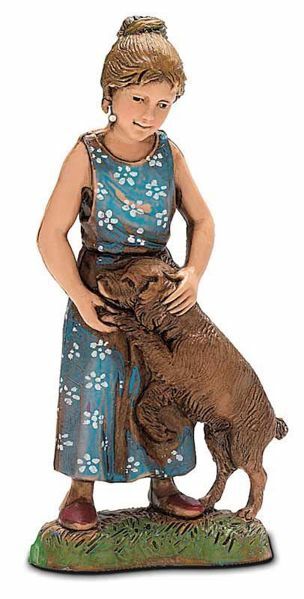 Immagine di Bimba con Cane cm 10 (3,9 inch) Presepe Landi Moranduzzo in PVC stile Napoletano