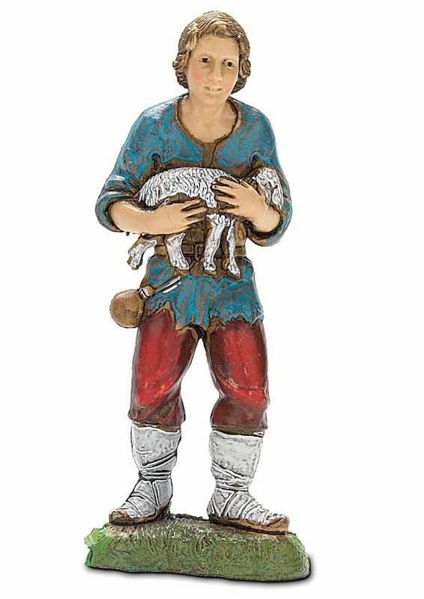Picture of Young Shepherd with Lamb cm 10 (3,9 inch) Landi Moranduzzo Nativity Scene in PVC, Neapolitan style