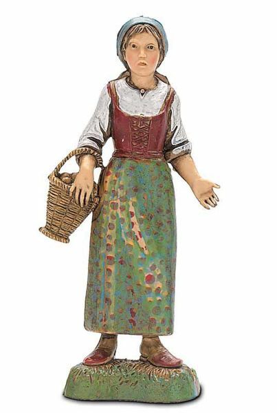 Immagine di Donna con Cesto in braccio cm 10 (3,9 inch) Presepe Landi Moranduzzo in PVC stile Napoletano