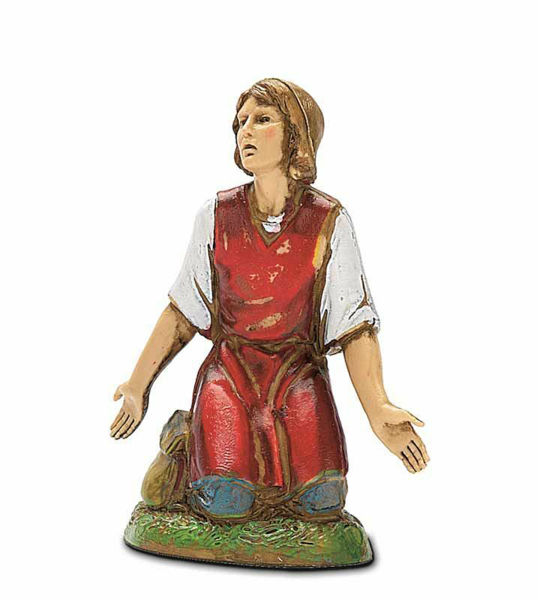 Picture of Kneeling Woman with open Arms cm 10 (3,9 inch) Landi Moranduzzo Nativity Scene in PVC, Neapolitan style