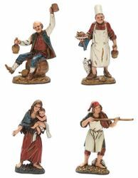 Picture of 4 Subjects Set cm 10 (3,9 inch) Landi Moranduzzo Nativity Scene in PVC, Neapolitan style
