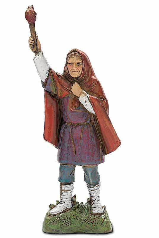 Pastore Presepe Napoletano 10 Cm: Uomo Con Torcia Landi Moranduzzo - Fatto A Mano - 6