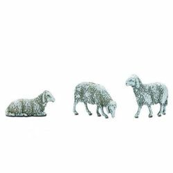 Immagine di Gruppo 3 Pecore cm 10 (3,9 inch) Presepe Landi Moranduzzo in plastica (PVC) in stile Napoletano o Arabo