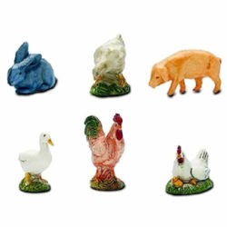 Immagine di Gruppo 6 Animali da cortile cm 10 (3,9 inch) Presepe Landi Moranduzzo in plastica (PVC) in stile Napoletano o Arabo
