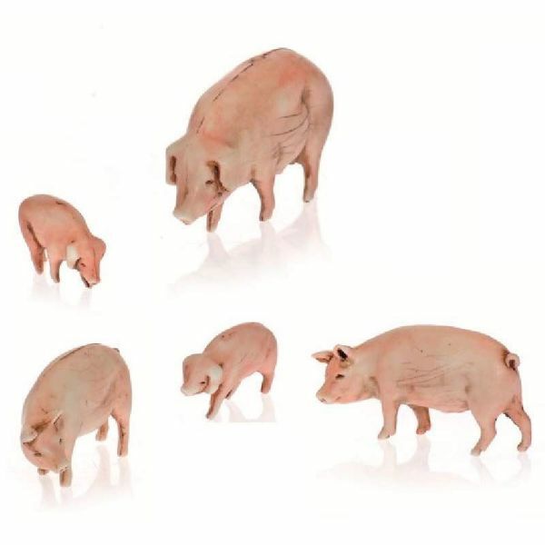 Picture of 5 Pigs Set cm 10 (3,9 inch) Landi Moranduzzo Nativity Scene plastic (PVC) in Arabic or Neapolitan style 