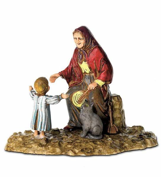Picture of Old Woman with Child Set cm 10 (3,9 inch) Landi Moranduzzo Nativity Scene in PVC, Neapolitan style