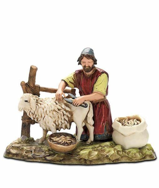 Picture of Sheep Shearer Set cm 10 (3,9 inch) Landi Moranduzzo Nativity Scene in PVC, Neapolitan style