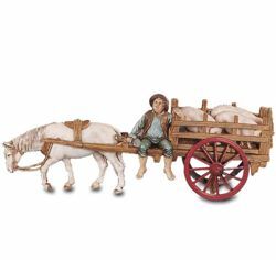 Picture of Carriage with Pigs Set cm 10 (3,9 inch) Landi Moranduzzo Nativity Scene in PVC, Neapolitan style