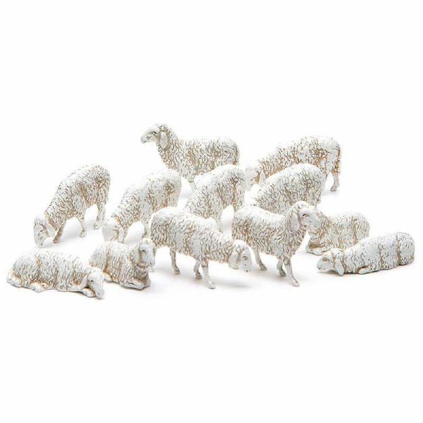 Immagine di Gruppo 12 Pecore cm 10 (3,9 inch) Presepe Landi Moranduzzo in plastica (PVC) in stile Napoletano o Arabo