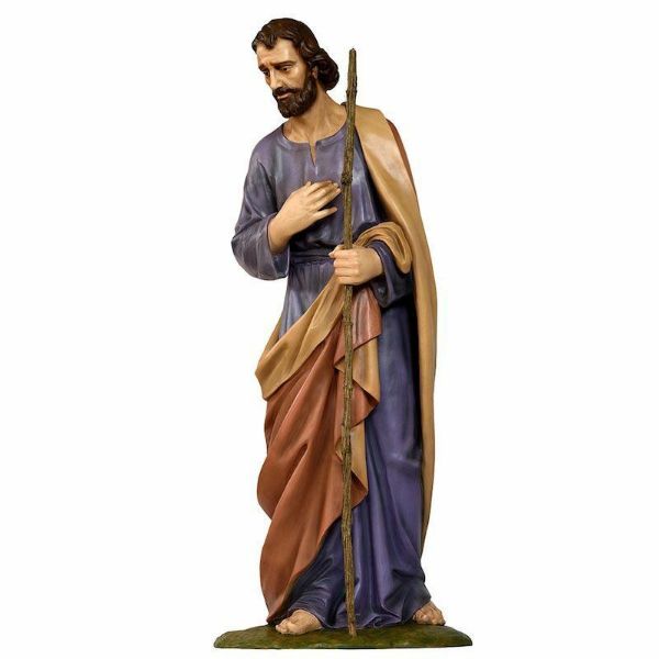 Imagen de San José Pesebre artesanal grande Landi 160 cm fibra de vidrio tamaño real para exterior