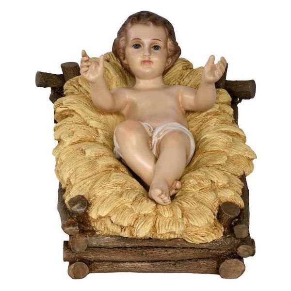 Imagen de Niño Jesús grande Belén Landi 100 cm fibra de vidrio para exterior ojos de cristal