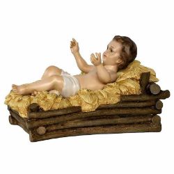 Picture of Decorated Cradle 100 cm (39 inch) Lando Landi Nativity Scene in fiberglass FOR OUTDOORS with crystal eyes