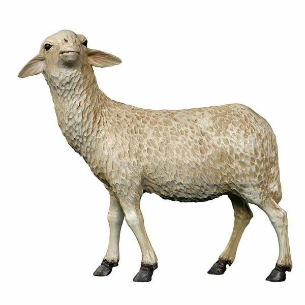 Immagine di Pecora statua Presepe Landi 100 cm vetroresina grande da esterno occhi cristallo