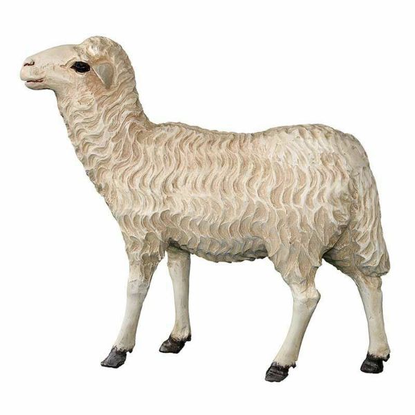 Immagine di Pecora statua Presepe Landi 100 cm vetroresina grande da esterno occhi cristallo
