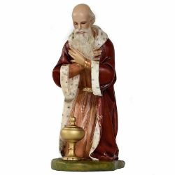 Picture of Caspar Wise King White 100 cm (39 inch) Lando Landi Nativity Scene in fiberglass FOR OUTDOORS with crystal eyes