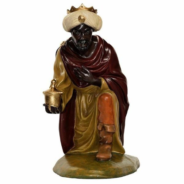 Imagen de Rey Mago Negro Pesebre artesanal grande Lando Landi 65 cm de exterior ojos de cristal