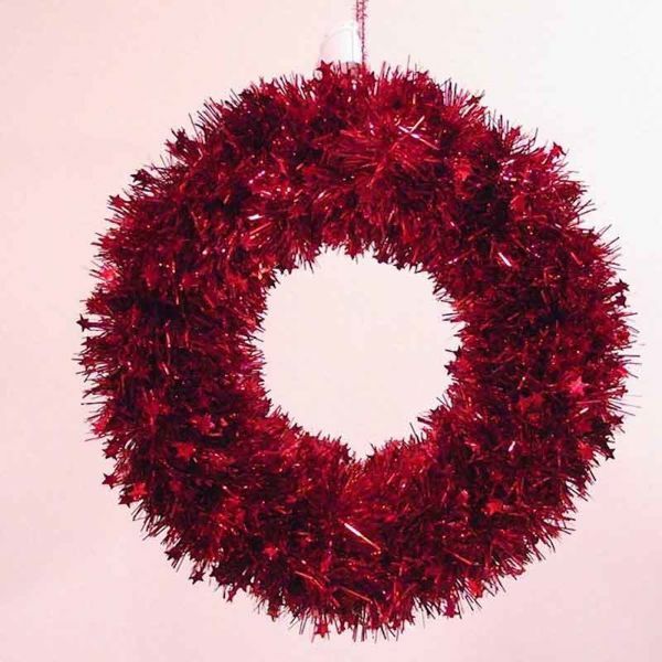 Immagine di Corona di Natale rossa 35 cm PVC ignifugo Made in Italy 