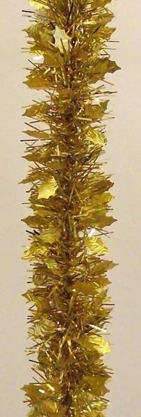 Imagen de Guirnalda navideña Acebo L. 10 m (395 inch), diám. cm 8 (3,1 inch) oro en plástico PVC