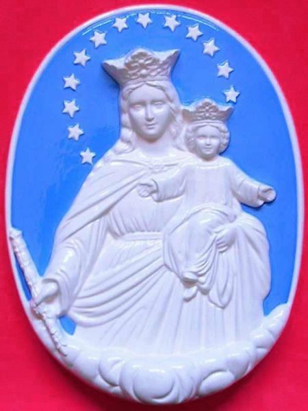 Picture of Virgin Mary 42 cm (16,5 inch) Luca della Robbia ceramic wall tondo