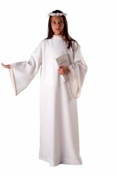 Picture of First Communion Alb for Girl golden trim Polyester Liturgical Tunic