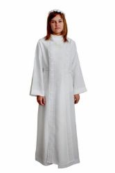 Picture of First Communion flared Alb for Girl Scapular macramè Polyester Liturgical Tunic