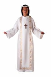 Picture of First Communion Alb boys girls turned Collar golden Trim Scapular Polyester Tunic