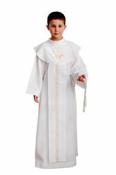 Picture of First Communion Alb boys girls Scapular golden lace Polyester Liturgical Tunic