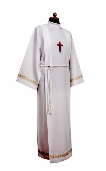 Picture of Boys Girls First Communion Alb with folds and golden trim