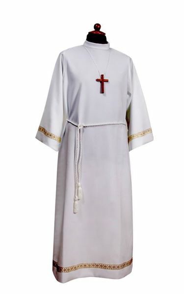 Picture of First Communion Alb boys girls golden Trim pure Polyester Liturgical Tunic