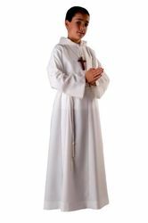 Picture of First Communion Alb boys girls with hood Wool blend Liturgical Tunic