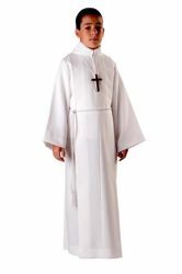 Picture of First Communion Alb boys girls with folds false hood Wool blend Liturgical Tunic